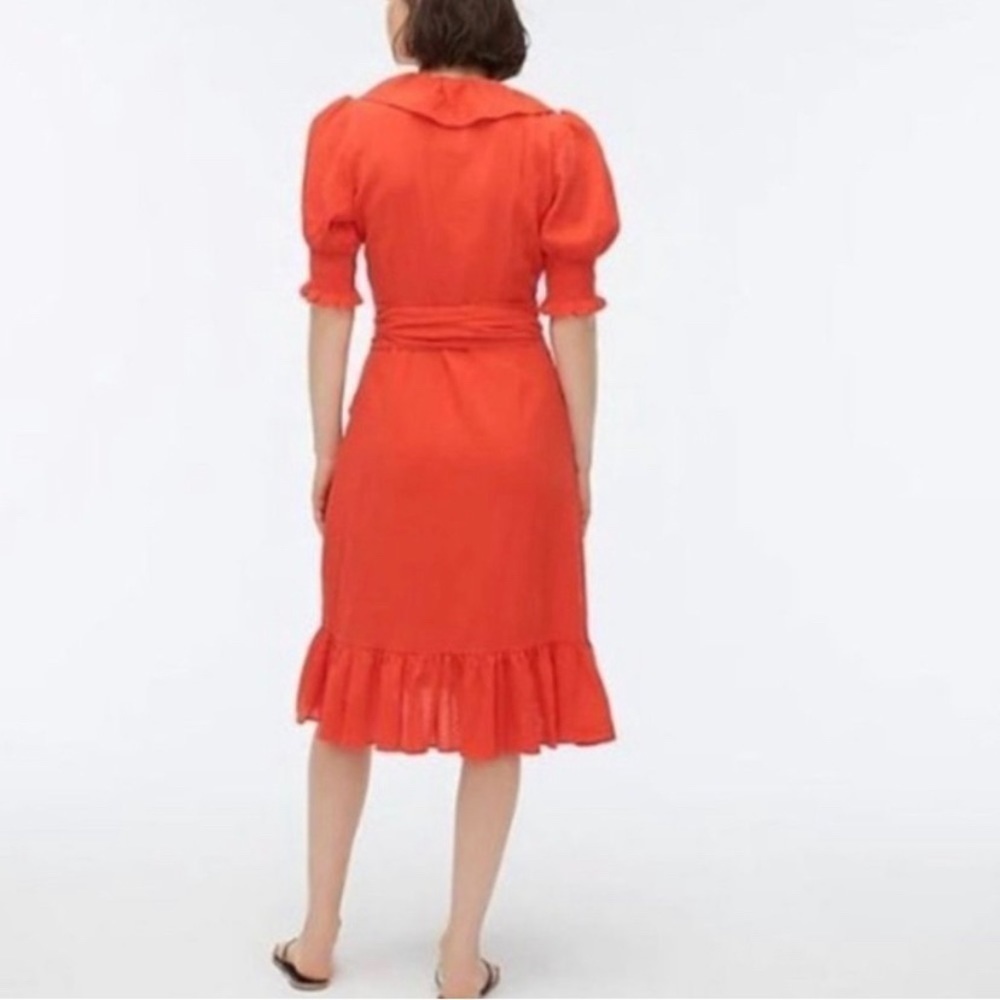 J.Crew Dobby Crinkle Ruffle Wrap Dress Sz S - Picture 2 of 7